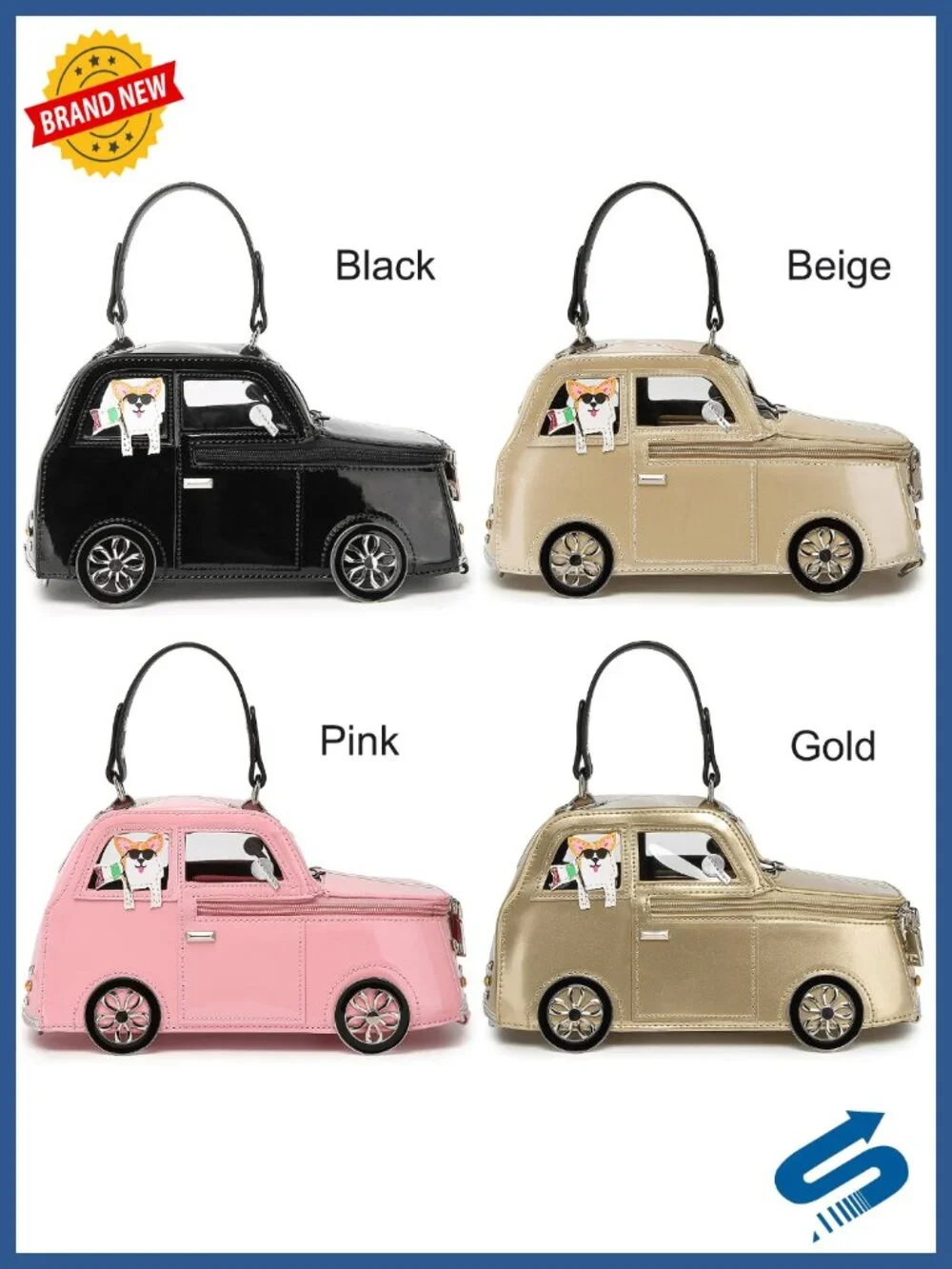 PU Leather Novelty Car Shaped Crossbody Shoulder Bag Handbag Purse